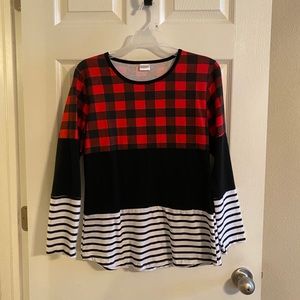 Buffalo plaid color block shirt